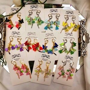 Butterfly earrings | butterfly drop earrings | cute earrings | flower earrings