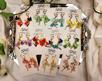 Butterfly earrings | butterfly drop earrings | cute earrings | flower earrings