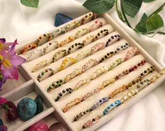 Braided wire rings | Wire wrap rings | Crystal rings | Custom dainty crystal wire rings