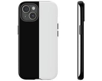 iPhone Case, minimalist black and white, iPhone 15, 15 Pro, 15 Plus, 15 Pro Max, 14, 14 Pro, 14 Plus, 13, 13 mini, Tough Phone Cases