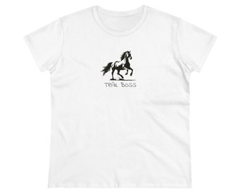 Woman's Trail Boss Horse Tshirt Lady's Horse Shirt Girls Horse Tee Western Wear Gift For Her Tack Wear