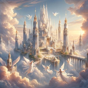 Ethereal City Download: Digital Art, Instant Downloadable Wallpaper, Downloadable Fantasy Art, Digital Poster, City Art, Mythology