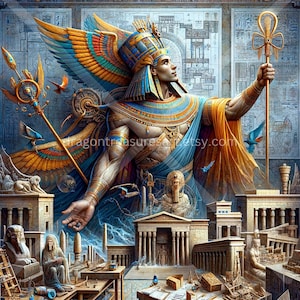 Ptah Download: Digital Art, Instant Downloadable Wallpaper, Downloadable Fantasy Art, Digital Poster, Egyptian Mythology Art, Gods