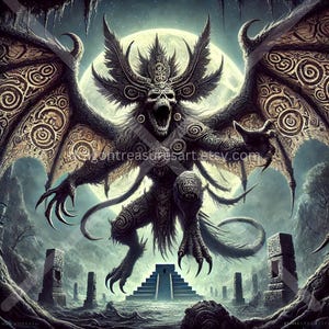 Camazotz Download: Digital Art, Instant Downloadable Wallpaper, Downloadable Fantasy Art, Digital Poster, Mayan Art, Mayan Mythology