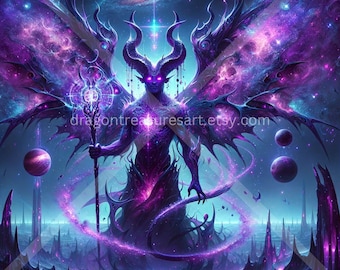 Celestial Demon Download: Digital Art, Instant Downloadable Wallpaper, Downloadable Fantasy Art, Digital Poster, Angel Art, Demon Art