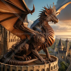 Bronze Dragon Download: Digital Art, Instant Downloadable Wallpaper, Downloadable Fantasy Art, Digital Poster, Mythical