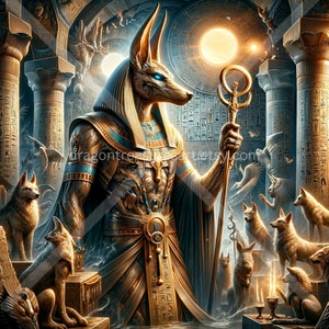 Anubis Download: Digital Art, Instant Downloadable Wallpaper, Downloadable Fantasy Art, Digital Poster, Egyptian Mythology Art, Gods