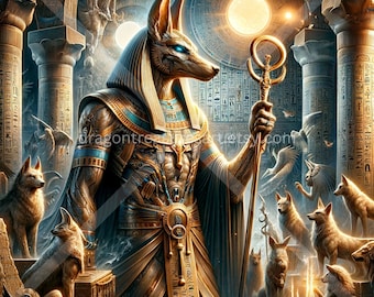 Anubis Download: Digital Art, Instant Downloadable Wallpaper, Downloadable Fantasy Art, Digital Poster, Egyptian Mythology Art, Gods