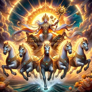 Surya Download: Digital Art, Instant Downloadable Wallpaper, Downloadable Fantasy Art, Digital Poster, Hindu Art, Mythology