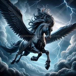 Dark Pegasus Download: Digital Art, Instant Downloadable Wallpaper, Downloadable Fantasy Art, Digital Poster, Beast Art, Mythology