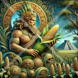 Ah Mun Download: Digital Art, Instant Downloadable Wallpaper, Downloadable Fantasy Art, Digital Poster, Mayan Art, Mayan Mythology
