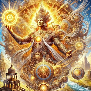 Dazhbog Download: Digital Art, Instant Downloadable Wallpaper, Downloadable Fantasy Art, Digital Poster, Slavic Mythology
