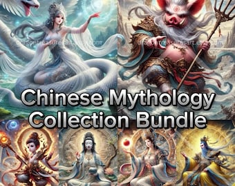 Chinese Mythology Bundle Download: Digital Art, Instant Downloadable Wallpaper, Downloadable Fantasy Art, Digital Poster, Chinese Art