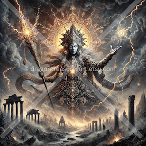 Perunica Download: Digital Art, Instant Downloadable Wallpaper, Downloadable Fantasy Art, Digital Poster, Slavic Mythology