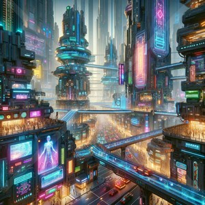 Futuristic City Download: Digital Art, Instant Downloadable Wallpaper, Downloadable Fantasy Art, Digital Poster, City Art, Mythology