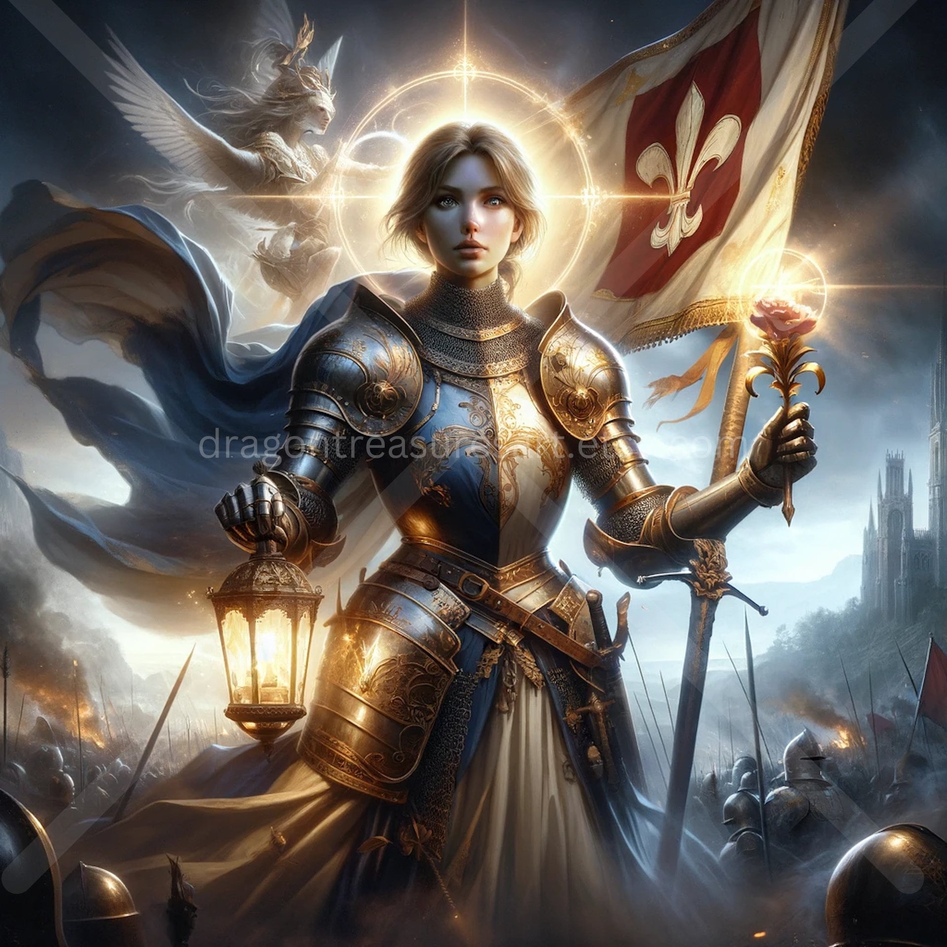 Saint Joan Of Arc Download: Digital Art, Instant Downloadable Wallpaper, Downloadable Fantasy Art, Digital Poster, Christian Art, Mythology