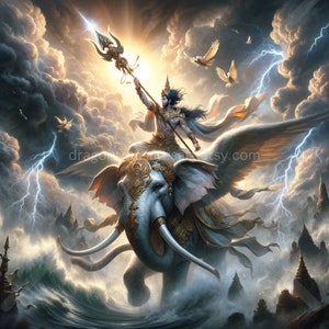 Indra Download: Digital Art, Instant Downloadable Wallpaper, Downloadable Fantasy Art, Digital Poster, Hindu Art, Mythology