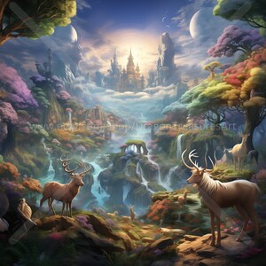 Fantasy Land Download: Digital Art, Instant Downloadable Wallpaper, Downloadable Fantasy Art, Digital Poster, Magical Art, Mythology
