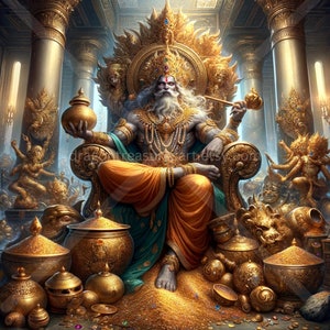 Kubera Download: Digital Art, Instant Downloadable Wallpaper, Downloadable Fantasy Art, Digital Poster, Hindu Art, Mythology