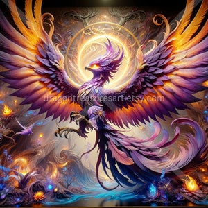 Royal Phoenix Download: Digital Art, Instant Downloadable Wallpaper, Downloadable Fantasy Art, Digital Poster, Mythical