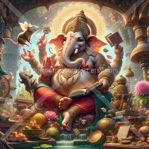 Ganesha Download: Digital Art, Instant Downloadable Wallpaper, Downloadable Fantasy Art, Digital Poster, Hindu Art, Mythology