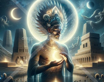 Nanna (Sin) Download: Digital Art, Instant Downloadable Wallpaper, Downloadable Fantasy Art, Digital Poster, Sumerian Art