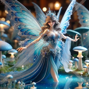Water Fairy Download: Digital Art, Instant Downloadable Wallpaper, Downloadable Fantasy Art, Digital Poster, Beast Art, Mythology