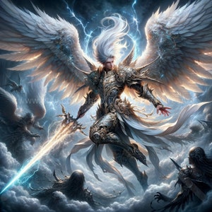 Ultima Angel Download: Digital Art, Instant Downloadable Wallpaper, Downloadable Fantasy Art, Digital Poster, Angel Art, Demon Art