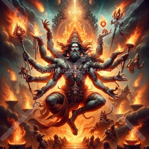 Agni Download: Digital Art, Instant Downloadable Wallpaper, Downloadable Fantasy Art, Digital Poster, Hindu Art, Mythology