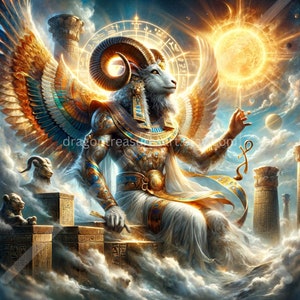 Amun Download: Digital Art, Instant Downloadable Wallpaper, Downloadable Fantasy Art, Digital Poster, Egyptian Mythology Art, Gods