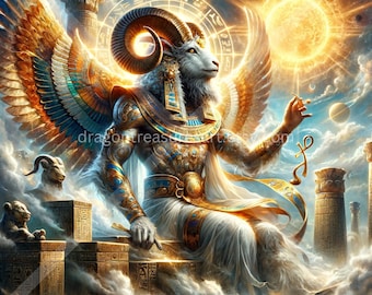 Amun Download: Digital Art, Instant Downloadable Wallpaper, Downloadable Fantasy Art, Digital Poster, Egyptian Mythology Art, Gods