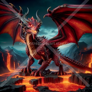 Vulcan Dragon Download: Digital Art, Instant Downloadable Wallpaper, Downloadable Fantasy Art, Digital Poster, Mythical