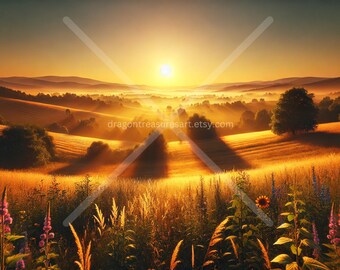 Golden Hour Download: Digital Art, Instant Downloadable Wallpaper, Downloadable Landscape Art, Digital Poster, Art, Nature