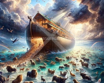 Noah&#39;s Ark Download: Digital Art, Instant Downloadable Wallpaper, Downloadable Fantasy Art, Digital Poster, Christian Art, Mythology