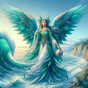 Water Angel Download: Digital Art, Instant Downloadable Wallpaper, Downloadable Fantasy Art, Digital Poster, Angel Art, Demon Art