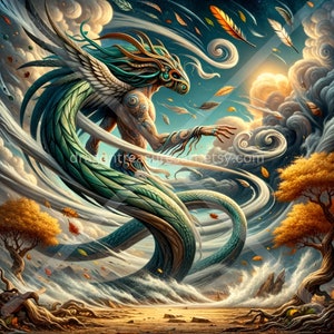 Ehecatl Download: Digital Art, Instant Downloadable Wallpaper, Downloadable Fantasy Art, Digital Poster, Aztec Mythology Art