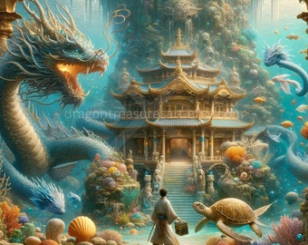 Urashima Taro Download: Digital Art, Instant Downloadable Wallpaper, Downloadable Fantasy Art, Digital Poster, Japanese Mythology