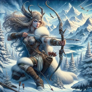 Skadi Download: Digital Art, Instant Downloadable Wallpaper, Downloadable Fantasy Art, Digital Poster, Norse Mythology Art