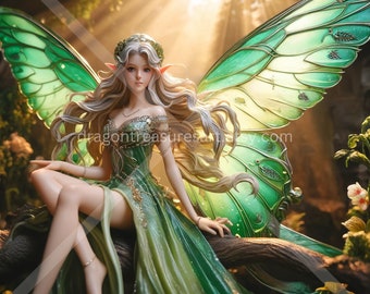 Forest Fairy Download: Digital Art, Instant Downloadable Wallpaper, Downloadable Fantasy Art, Digital Poster, Beast Art, Mythology