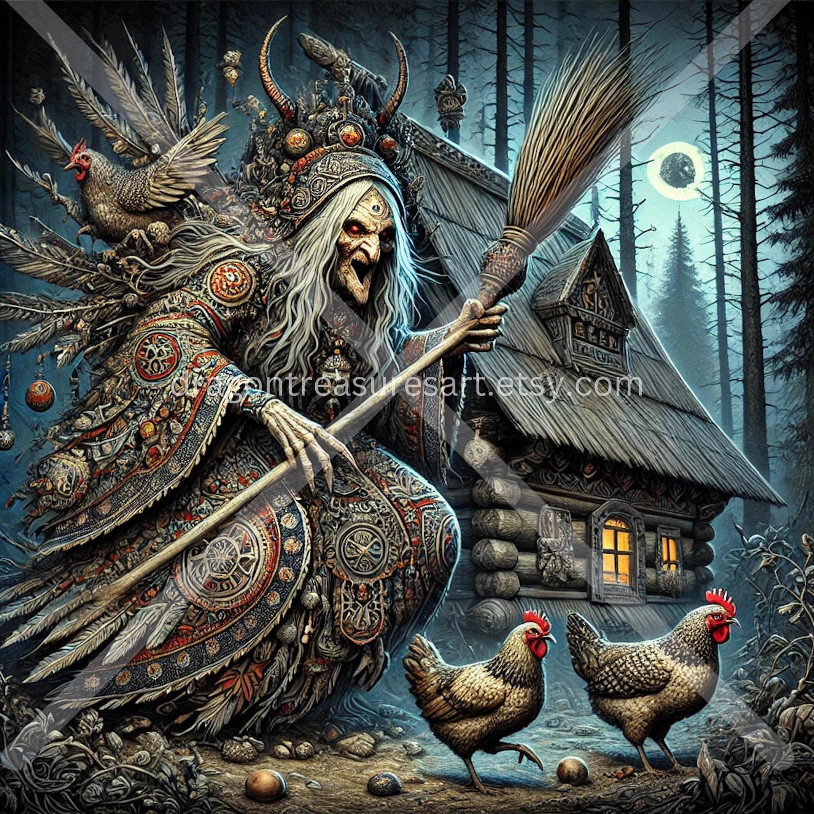 Baba Yaga Download Digital Art Instant Downloadable Wallpaper 