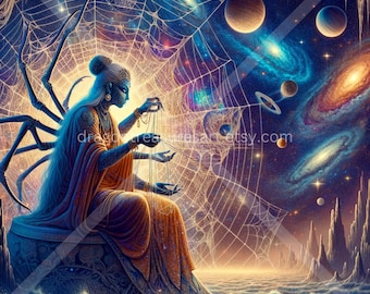 Spider Woman (Spider Grandmother) Download: Digital Art, Instant Downloadable Wallpaper, Downloadable Fantasy Art, Digital Poster