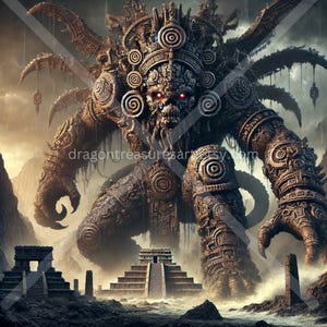 Chimalmat Download: Digital Art, Instant Downloadable Wallpaper, Downloadable Fantasy Art, Digital Poster, Mayan Art, Mayan Mythology