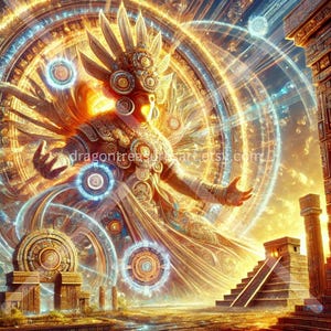 Kinich Ahau Download: Digital Art, Instant Downloadable Wallpaper, Downloadable Fantasy Art, Digital Poster, Mayan Art, Mayan Mythology