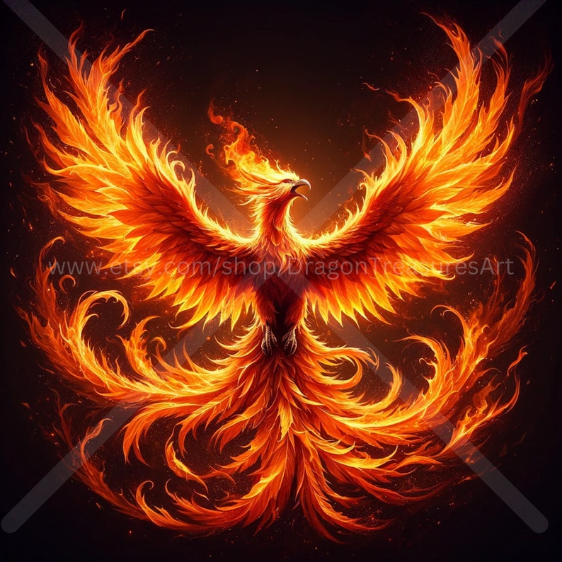 Fiery Pheonix Download: Digital Art, Instant Downloadable Wallpaper ...