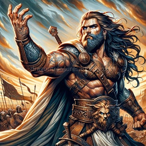 Tyr Download: Digital Art, Instant Downloadable Wallpaper, Downloadable Fantasy Art, Digital Poster, Norse Mythology Art