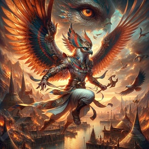 Horus Download: Digital Art, Instant Downloadable Wallpaper, Downloadable Fantasy Art, Digital Poster, Egyptian Mythology Art, Gods