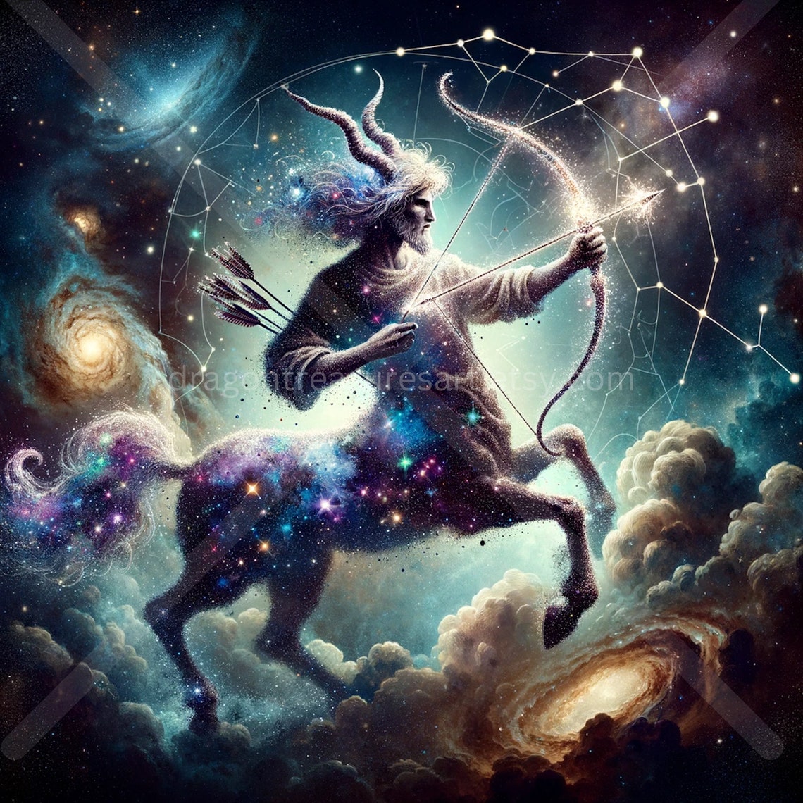 Sagittarius Download: Digital Art, Instant Downloadable Wallpaper, Downloadable Fantasy Art, Digital Poster, Zodiac Sign, Astrology image 1