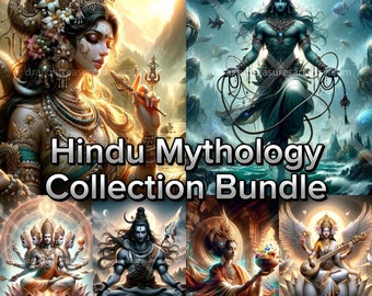 Hindoeïstische mythologie collectiebundel: digitale kunst, Instant downloadbare achtergrond, downloadbare fantasykunst, digitale poster, hindoeïstische mythologie