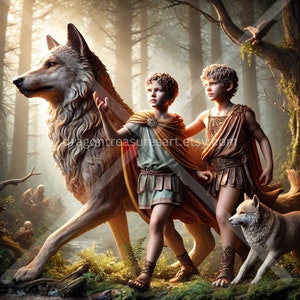 Romulus & Remus Download: Digital Art, Instant Downloadable Wallpaper, Downloadable Fantasy Art, Digital Poster, Roman Art, Mythology