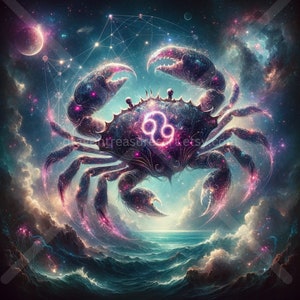 Cancer Download: Digital Art, Instant Downloadable Wallpaper, Downloadable Fantasy Art, Digital Poster, Zodiac Sign, Mythology, Astrology